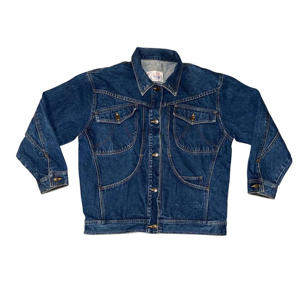 Weathered Blues Denim Jacket unisex Medium Blue Vintage Western Trucker‎